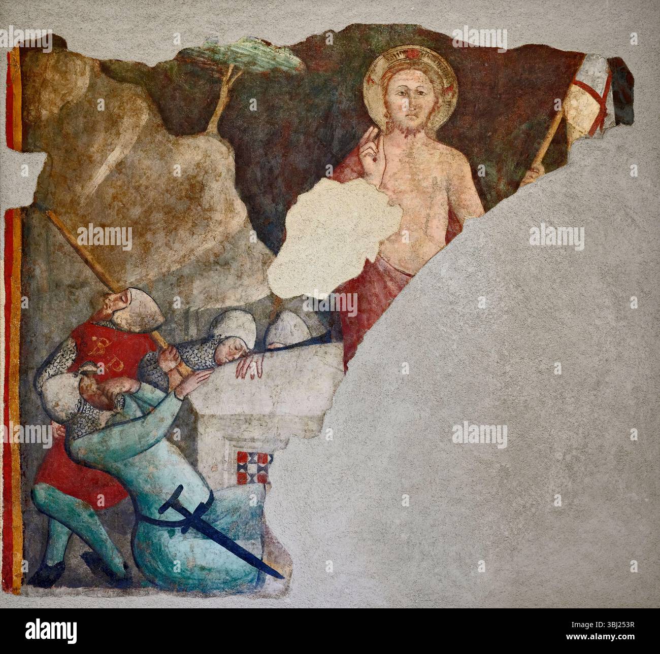 Resurrezione - affresco - Vagnoccuro di Angeluccio detto Mezzastra - ifine del XIV secolo - Foligno (PG) Museo di Palazzo Trinci Banque D'Images