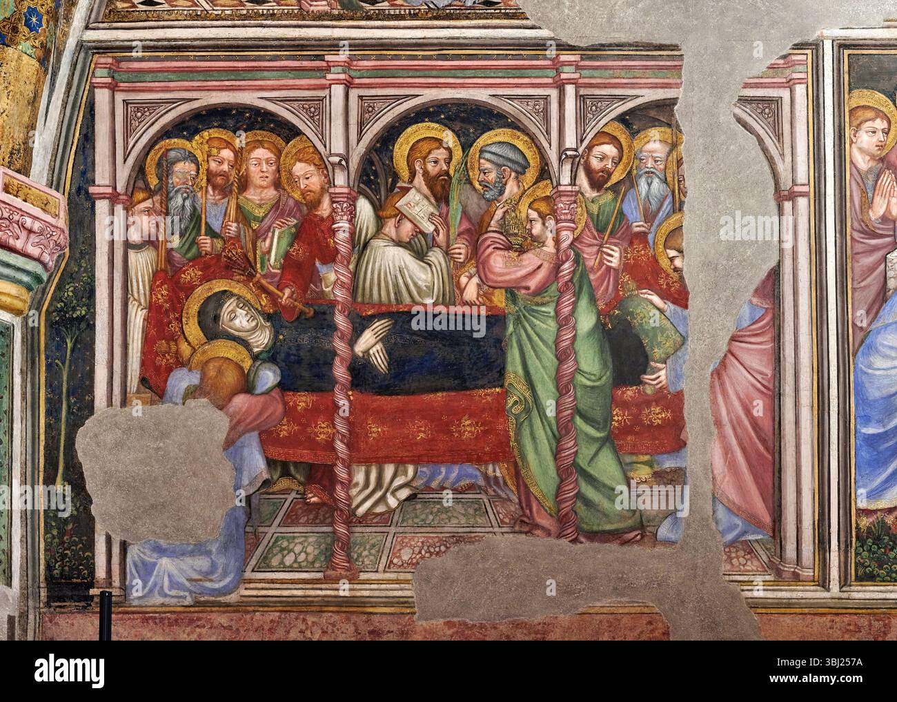 Dormitio Virginis - affresco della cappella - Ottaviano Nelli - 1424 - Foligno (PG) Museo di Palazzo Trinci Banque D'Images
