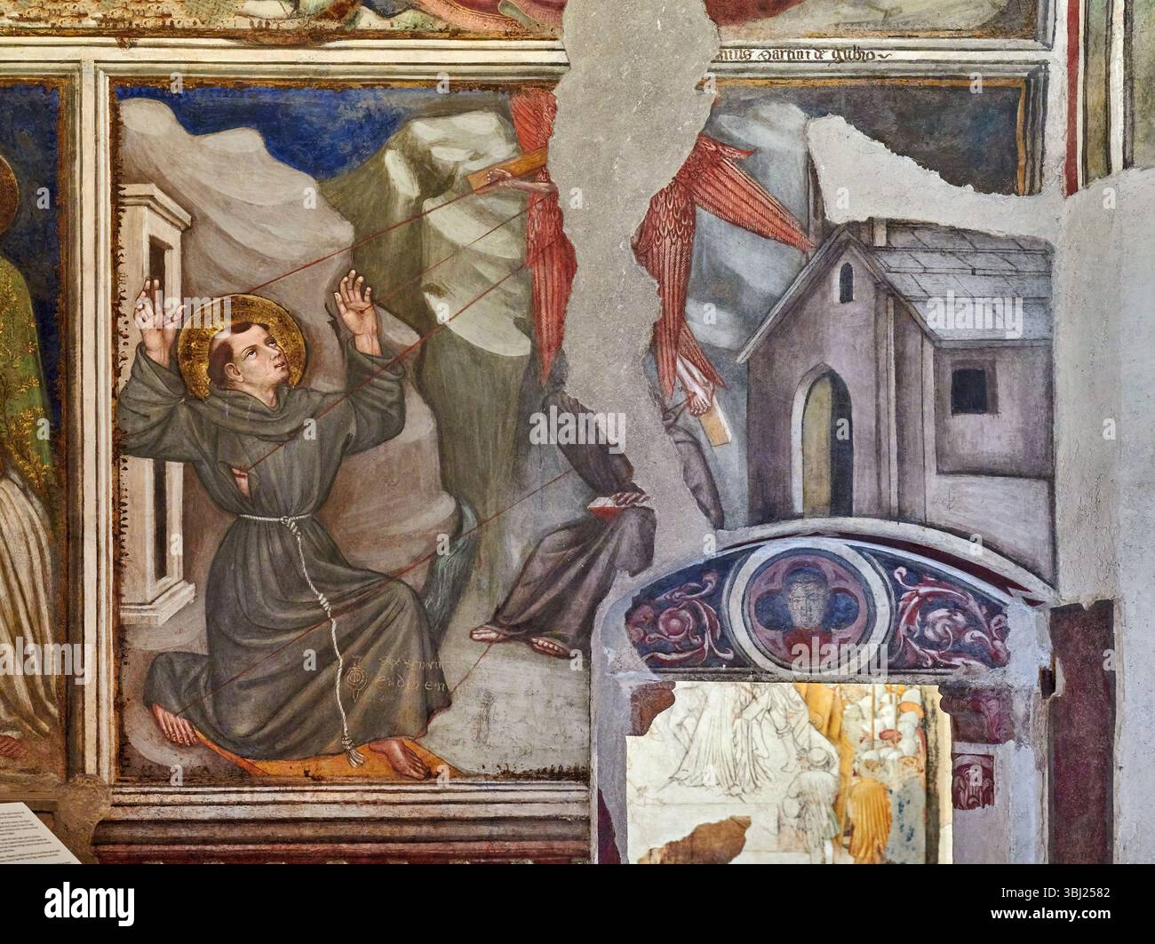 Estasi di San Francesco - affresco della cappella - Ottaviano Nelli - 1424 - Foligno (PG) Museo di Palazzo Trinci Banque D'Images