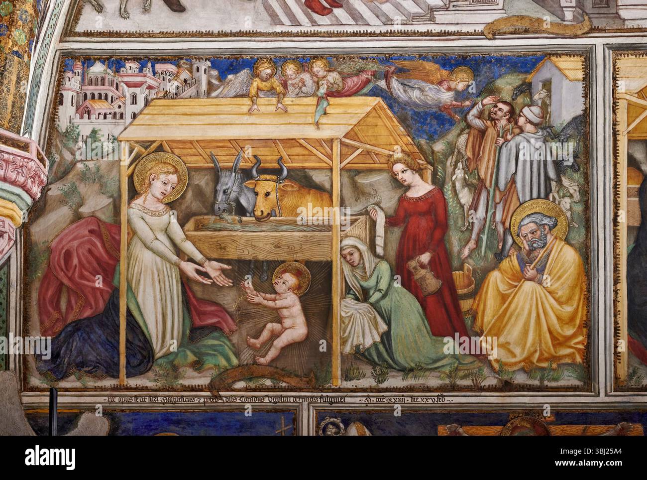 Nascita di Gesù - affresco della cappella - Ottaviano Nelli - 1424 - Foligno (PG) Museo di Palazzo Trinci Banque D'Images