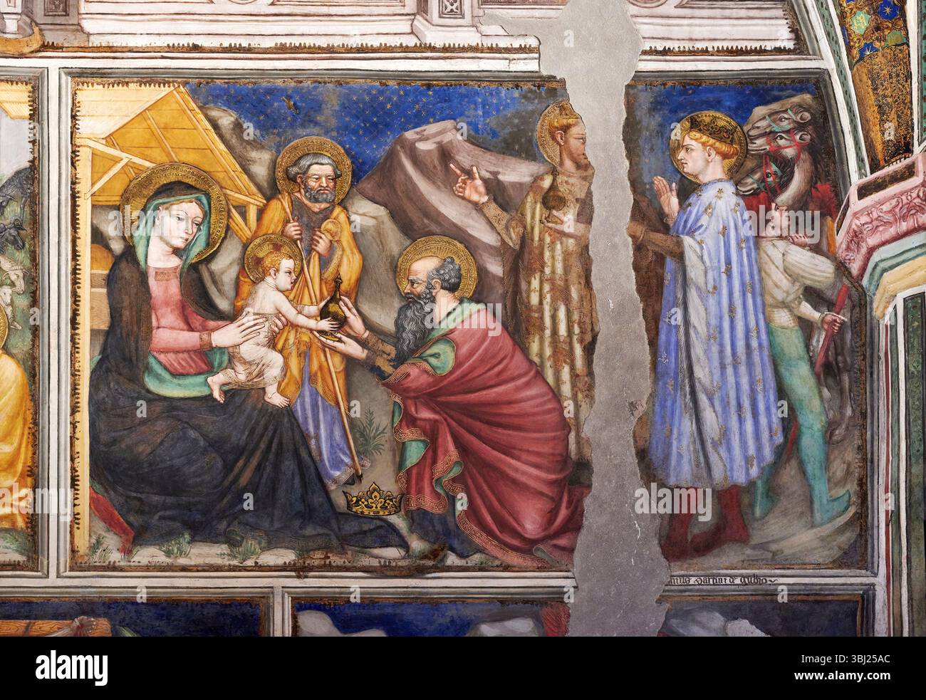Adorazione dei Magi - affresco della cappella - Ottaviano Nelli - 1424 - Foligno (PG) Museo di Palazzo Trinci Banque D'Images