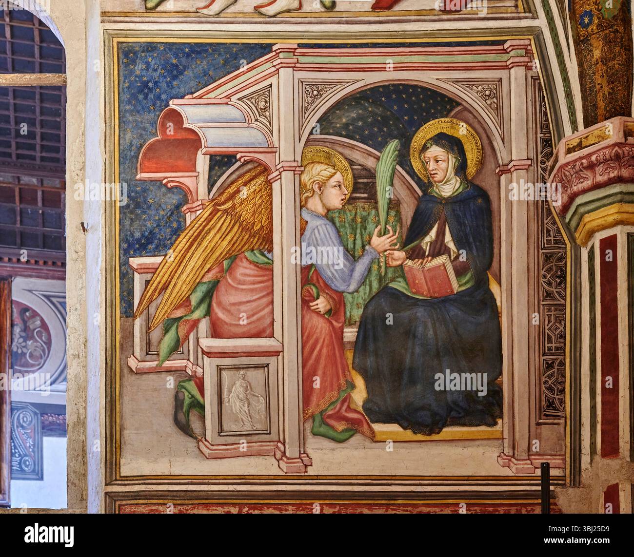 Annunciazione - affresco della cappella - Ottaviano Nelli - 1424 - Foligno (PG) Museo di Palazzo Trinci Banque D'Images