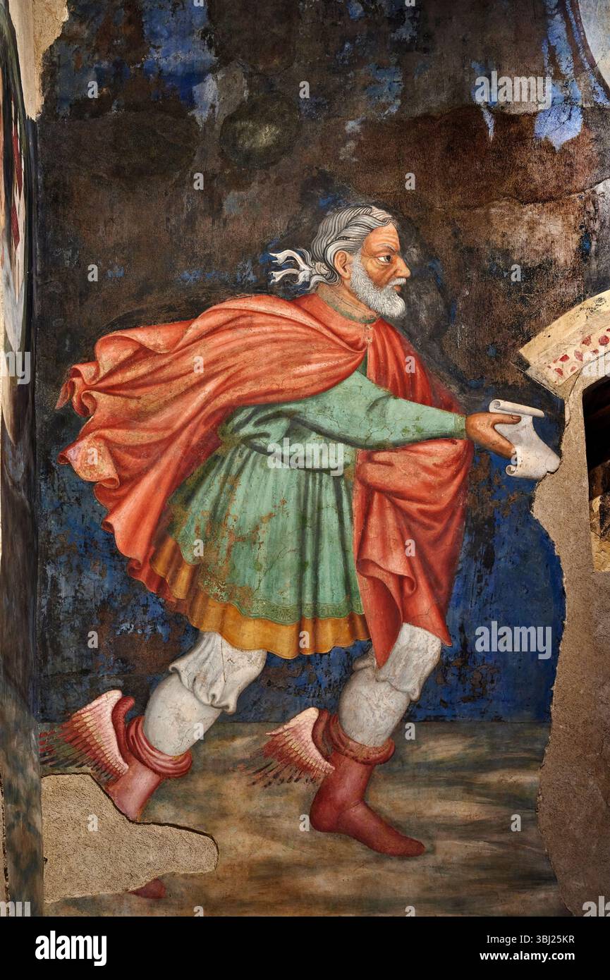 Mercurio - affresco della Sala delle arti Liberali - Gentile da Fabriano - 1412 - Foligno (PG) Museo di Palazzo Trinci Banque D'Images