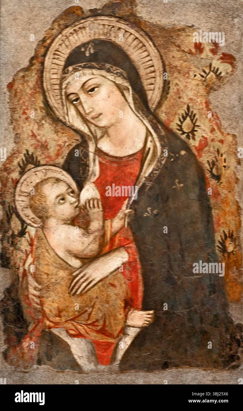 Madonna del latte - affresco - Giovanni di Corraduccio detto Mozzaforte - 1415 - Foligno (PG) Museo di Palazzo Trinci Banque D'Images