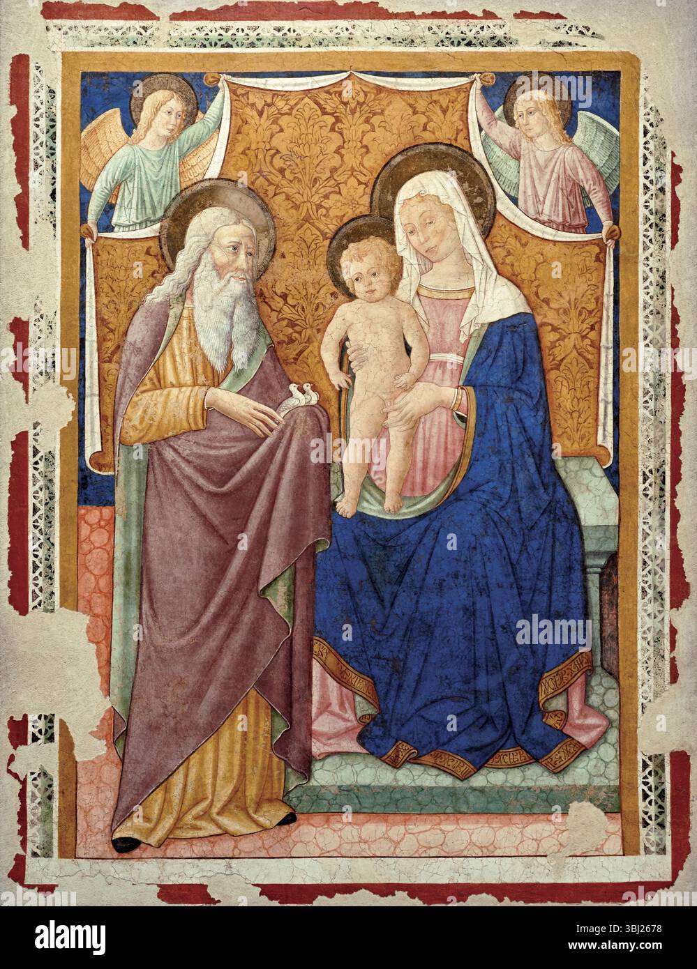 Madonna in trono col Bambino,S. Simeone e angeli - affresco -Pierantonio Mezzastris - 1480 - Foligno (PG) Museo di Palazzo Trinci Banque D'Images
