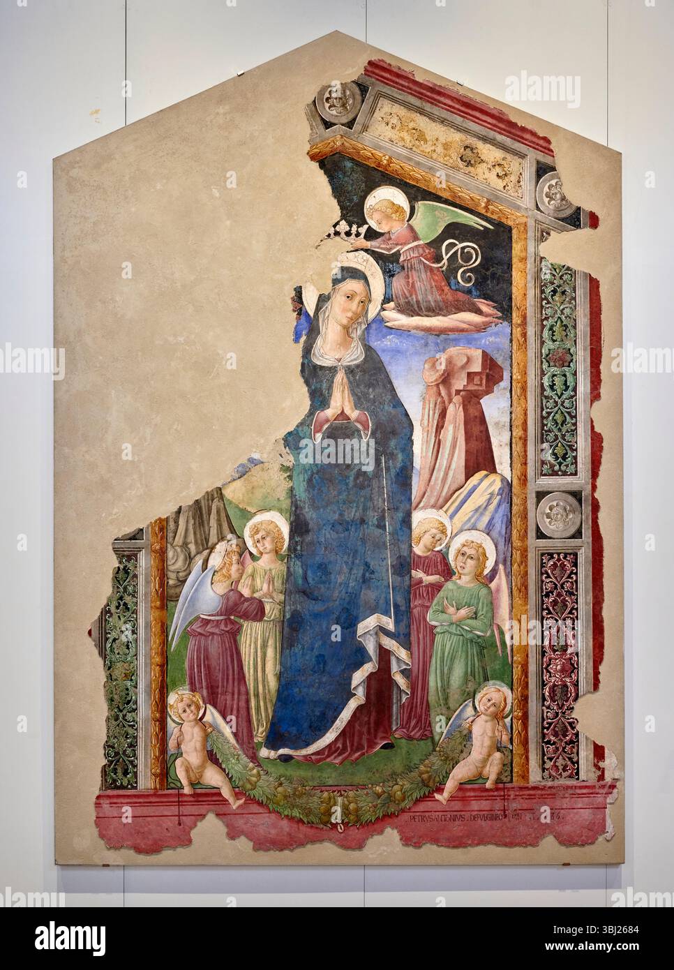 Vergine incoronata dagli angeli - affresco - Pierantonio Mezzastris - 1486 - Foligno (PG) Museo di Palazzo Trinci Banque D'Images