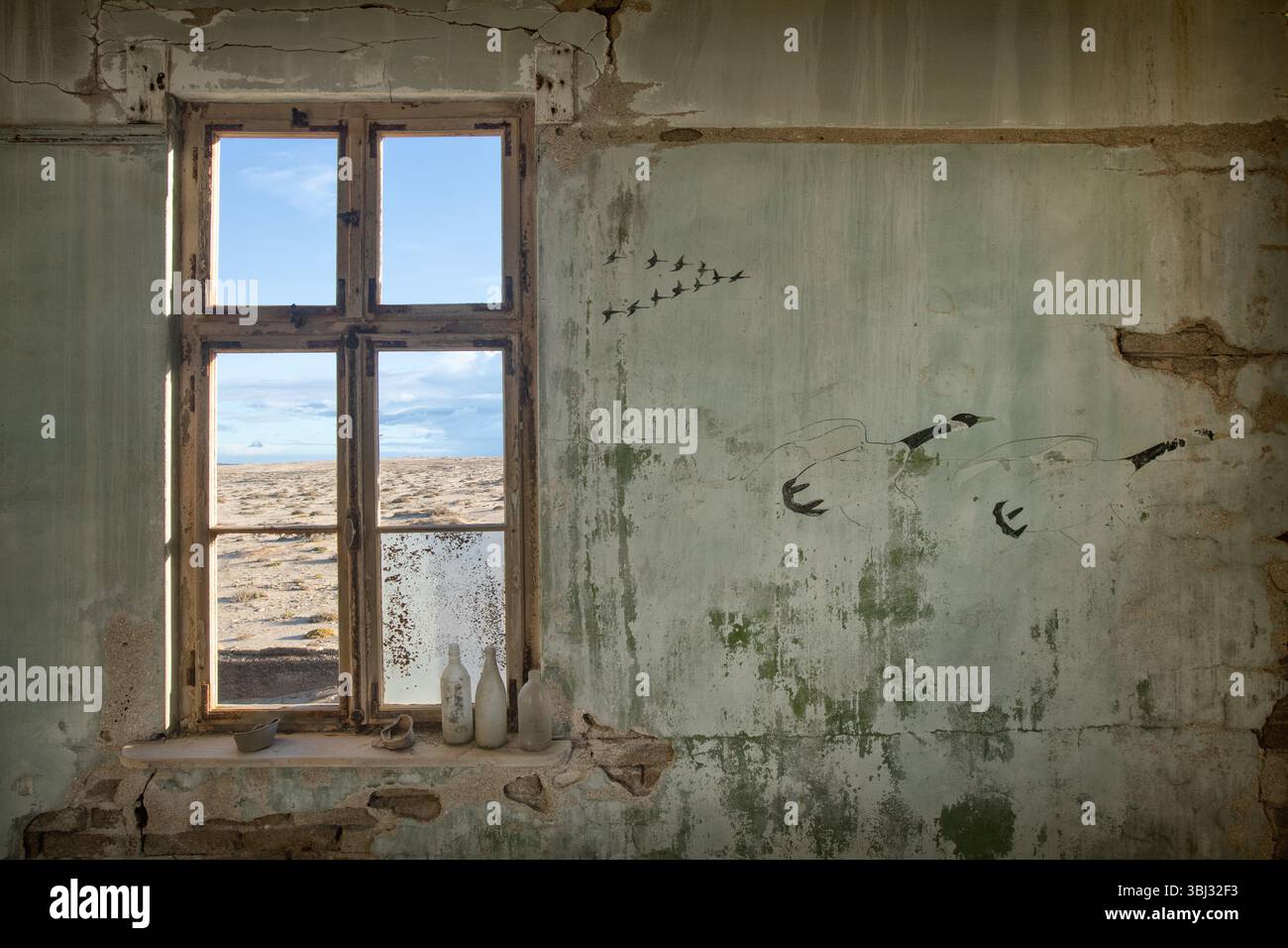 Détails intérieurs de l'exploitation minière abandonnée de la baie Elizabeth, Sperrigbiet, Luderitz, Namibie. Banque D'Images