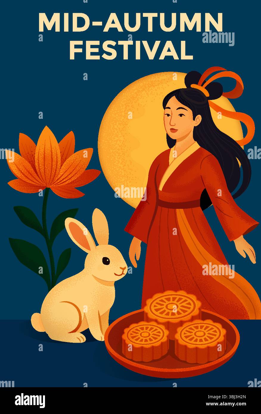 Illustration du Festival de la mi-automne avec femme Illustration de Vecteur