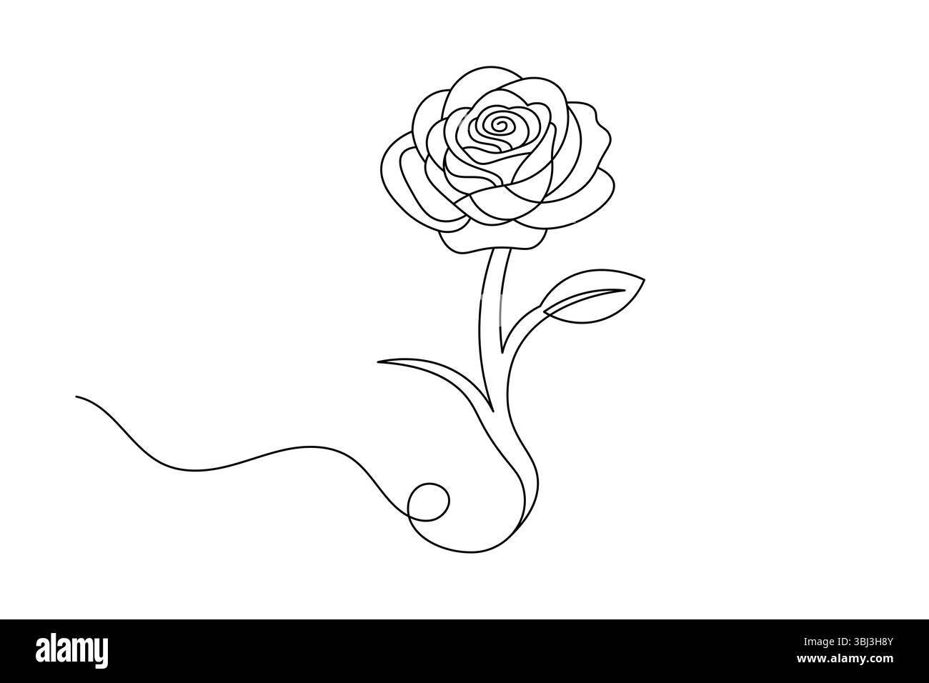 Fleur de rose dessin de ligne continue élégant une ligne Art d'une rose minimaliste. illustration vectorielle Illustration de Vecteur
