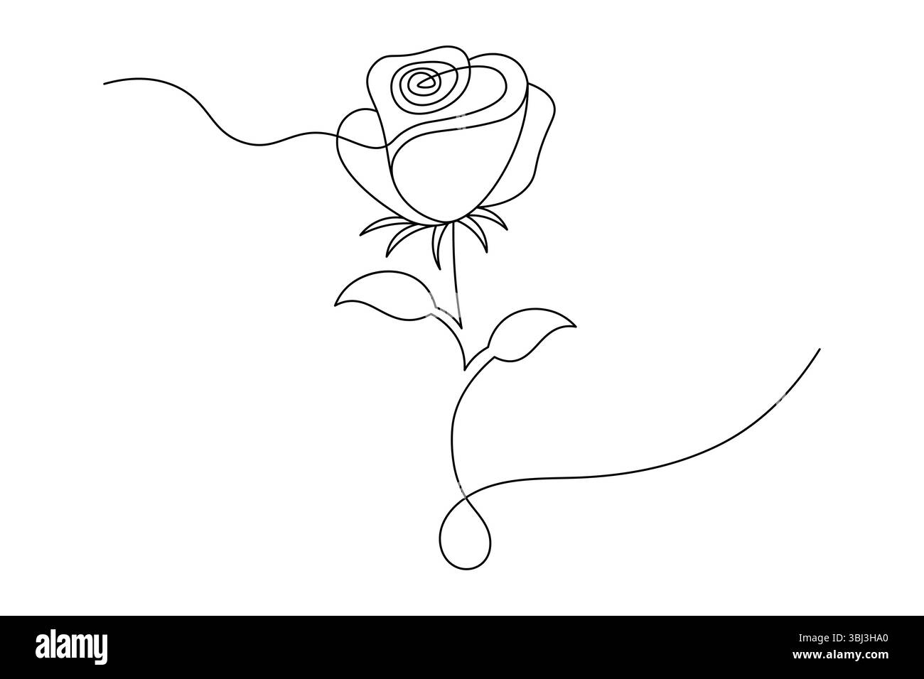 Fleur de rose dessin de ligne continue élégant une ligne Art d'une rose minimaliste. illustration vectorielle Illustration de Vecteur