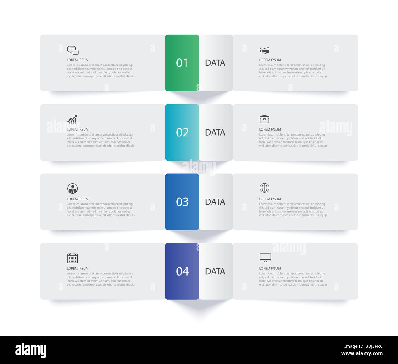 modèle d'index d'onglet rectangle d'infographie de 4 données. Arrière-plan abstrait d'affaires d'illustration. Illustration de Vecteur