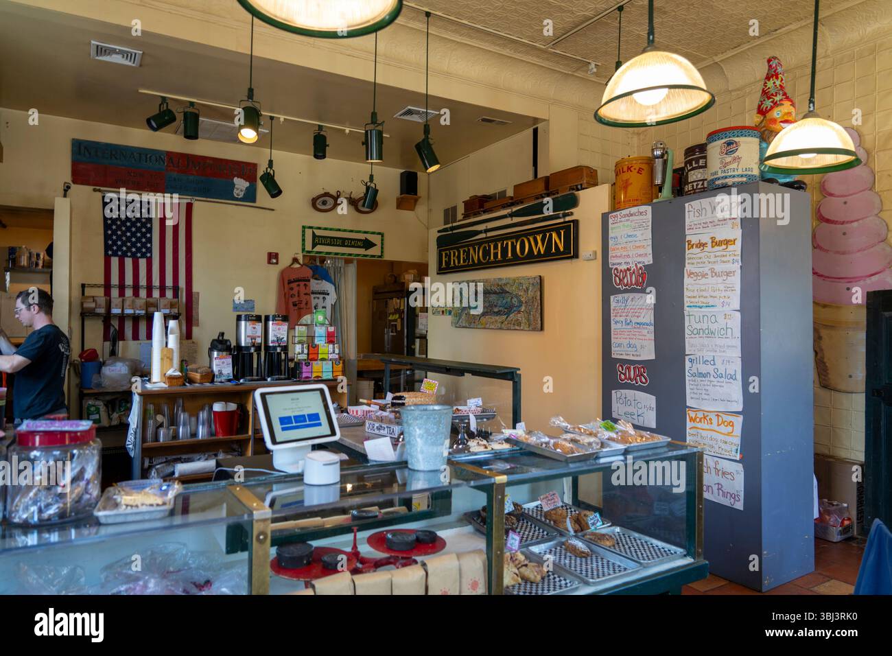 Frenchtown Bridge Cafe dans le comté de Hunterdon, New Jersey, États-Unis Banque D'Images