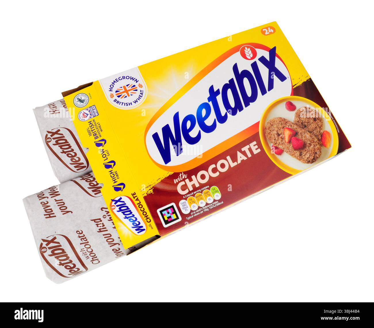 Weetabix avec céréales de blé complet au chocolat avec pépites de chocolat dans un paquet contenant 24 biscuits Banque D'Images