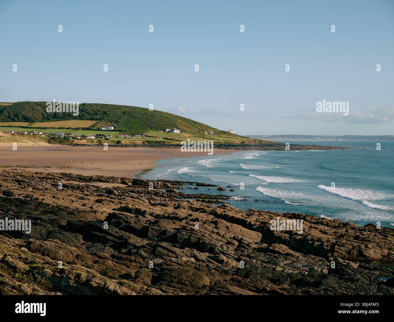 Paysage de plage de Croyde sur la côte du nord du Devon, Angleterre, Royaume-Uni Banque D'Images