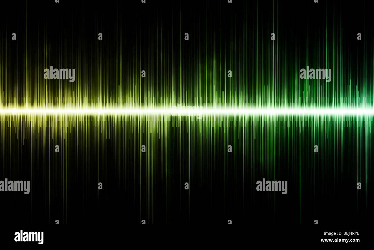 Modèle d'onde sonore. Musique, fréquence, battement, rythme et mélodie sous forme numérique et électronique. Forme d'onde, amplitude, énergie, mouvement, signal. Equaliz dynamique Banque D'Images