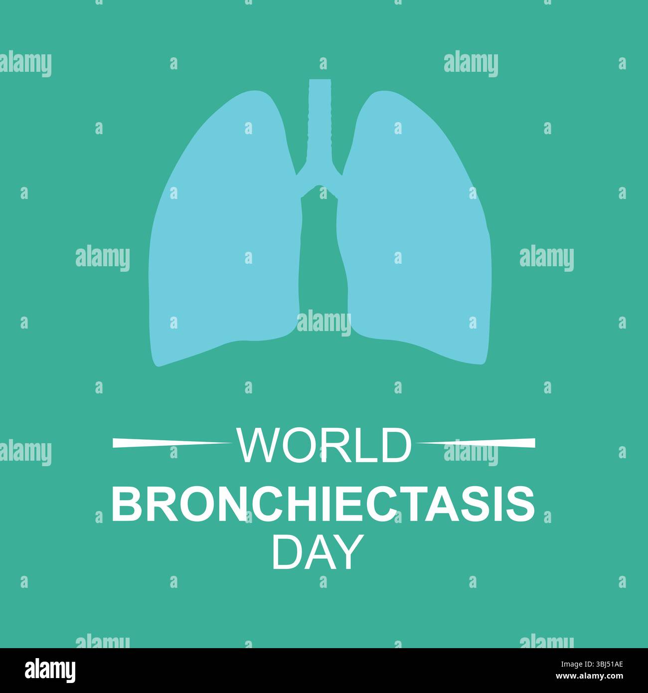 Affiche de la Journée mondiale de la bronchectasie avec icône poumon sarcelle Illustration de Vecteur
