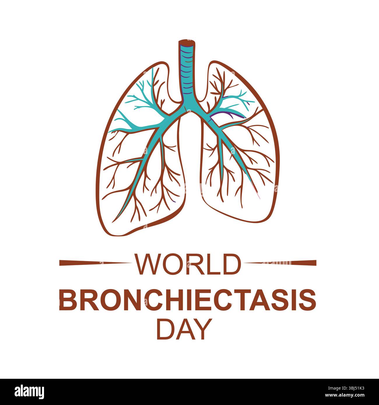 Schéma médical des poumons pour la Journée mondiale de la bronchectasie Illustration de Vecteur