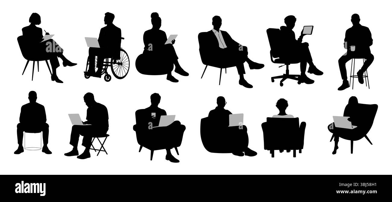 Ensemble de gens d'affaires assis dans des fauteuils Illustration de Vecteur