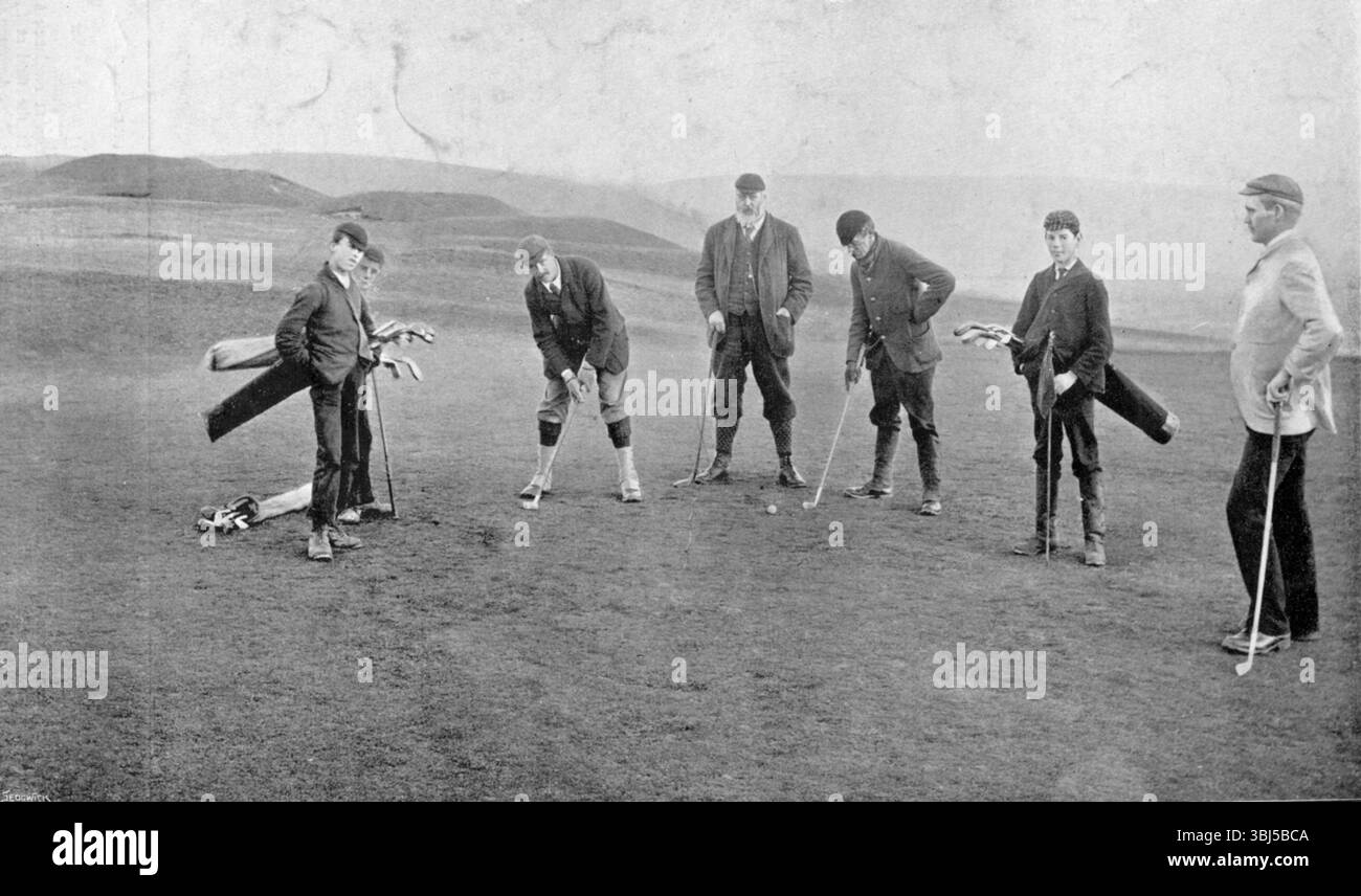 Golfeurs au Winchester Golf Links, 1896. De "The Sportfolio. portraits et biographies de héros et héroïnes du sport et des passe-temps". [1896] Banque D'Images