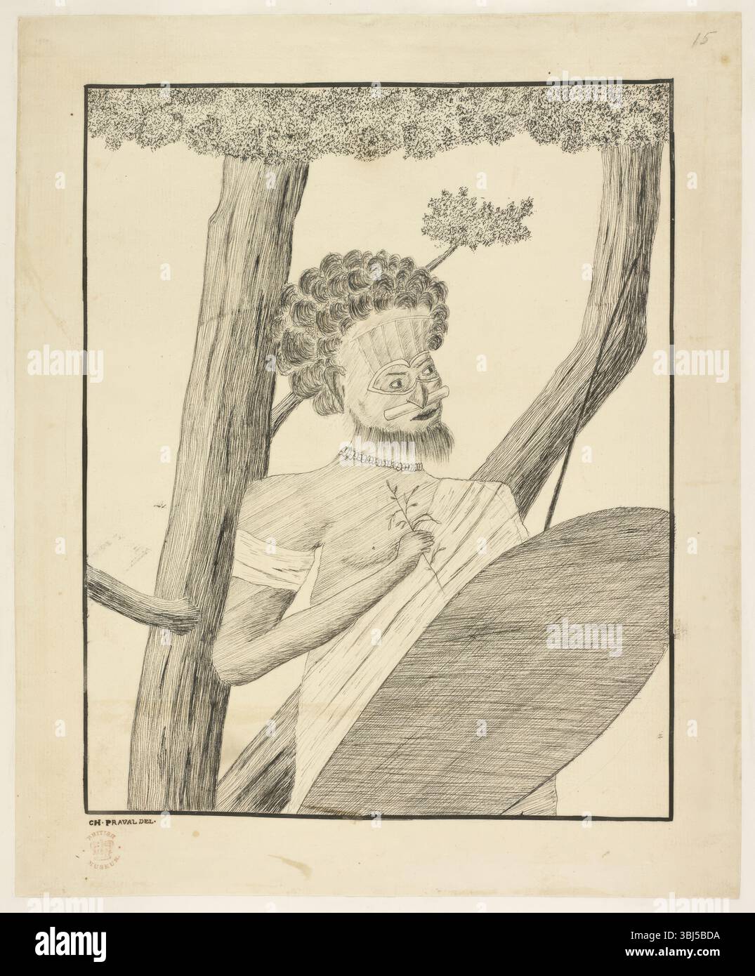 Un aborigène australien, 1770-1771. D'après DES DESSINS, à l'encre de Inde, illustrant le premier voyage du capitaine Cook, 1768-1770, principalement liés à Otaheite et à la Nouvelle-Zélande, par A. Buchan, John F. Miller, et d'autres. Banque D'Images