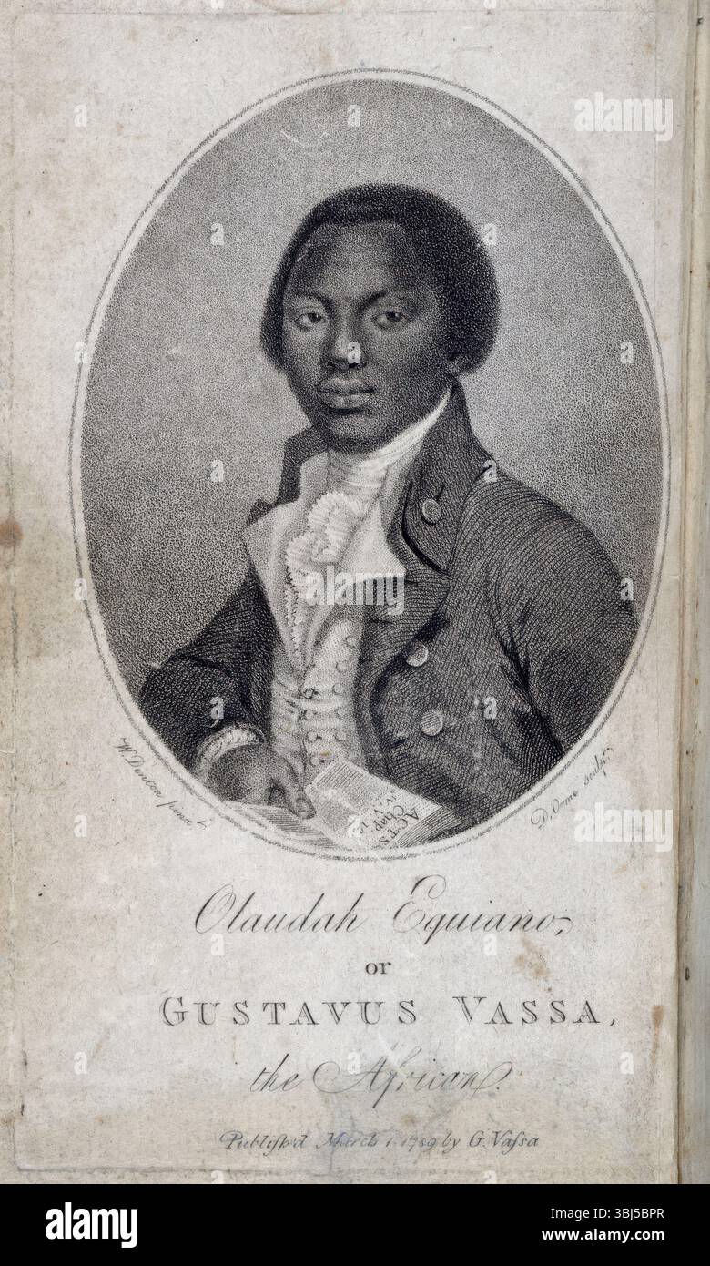 Olaudah Equiano ou Gustavus Vassa, l'Africain. 1789. Planche LVIII tirée de "L'intéressant récit de la vie d'Olaudah Equiano, ou Gustavus Vassa, l'Africain...deuxième édition" imprimé et vendu pour l'auteur par T Wilkins. (Londres, 1789). Banque D'Images