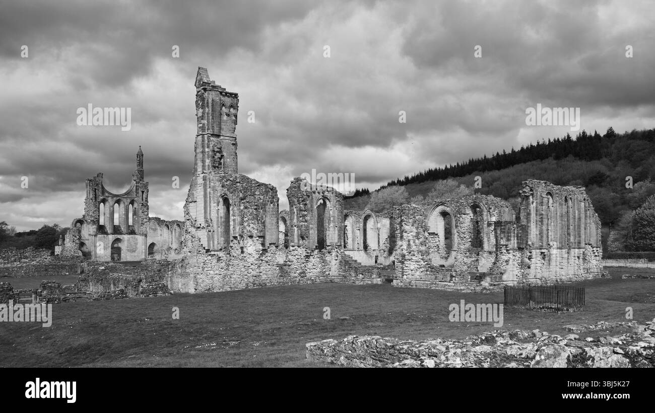 Byland Abbey B&W. Banque D'Images