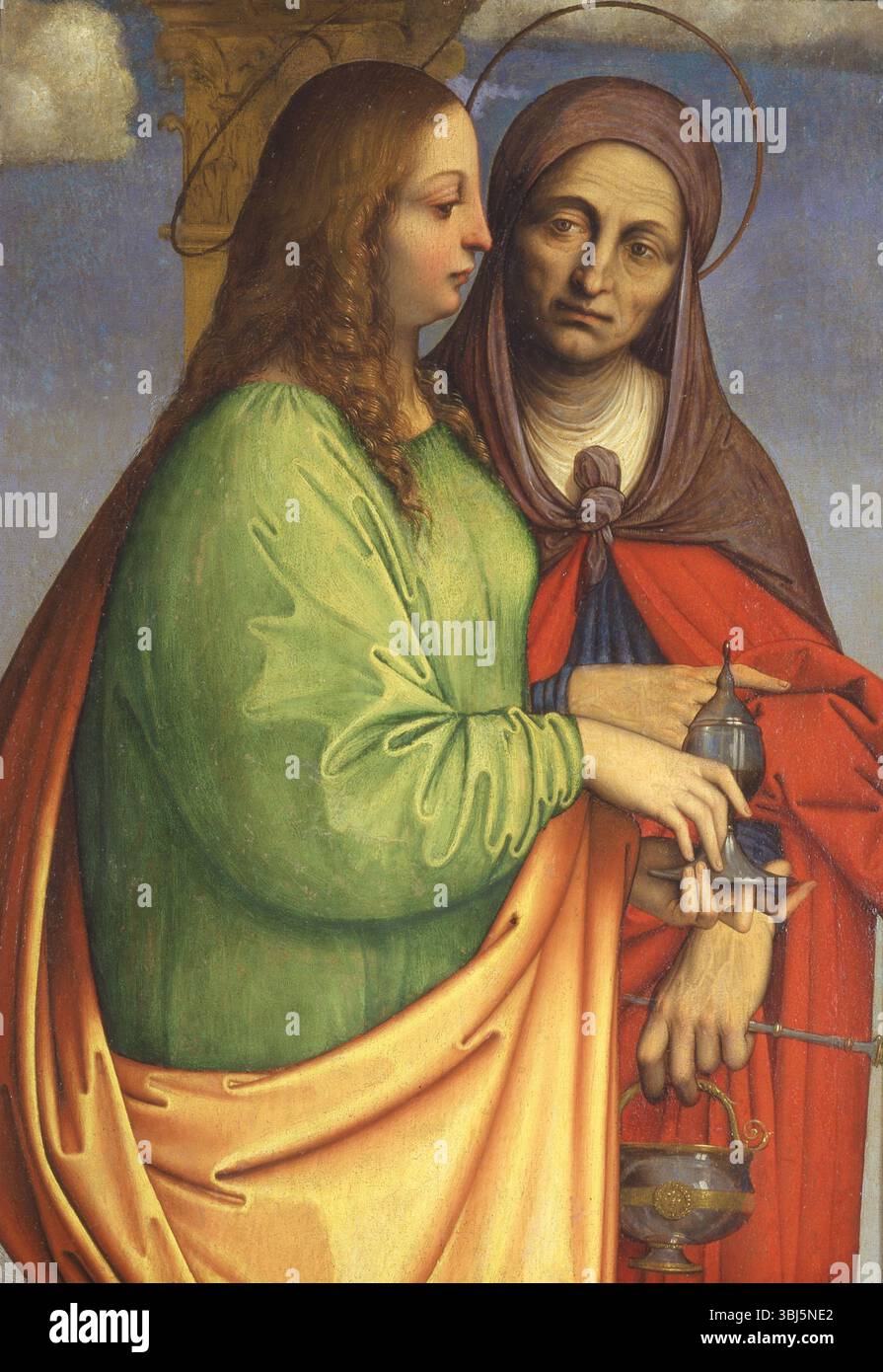 Saints Marthe et Marie Madeleine, Early16 e siècle. Trouvé dans la Collection du Museo di Castelvecchio, Vérone. Banque D'Images