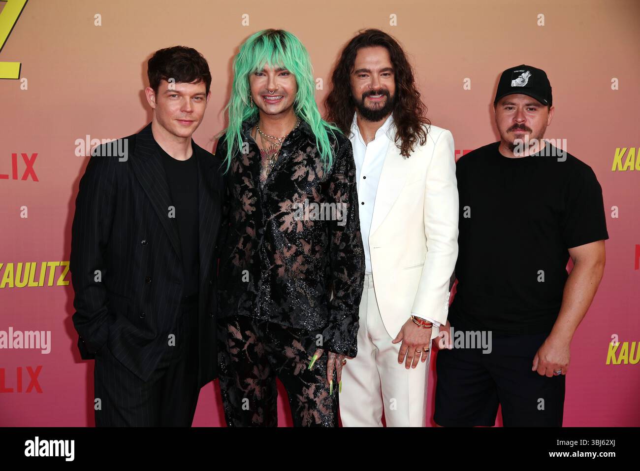 Groupe allemand Tokio Hotel : Georg Listing, Bill Kaulitz, Tom Kaulitz et Gustav Schaefer assistent à la projection spéciale Netflix Kaulitz & Kaulitz Series 2, Banque D'Images