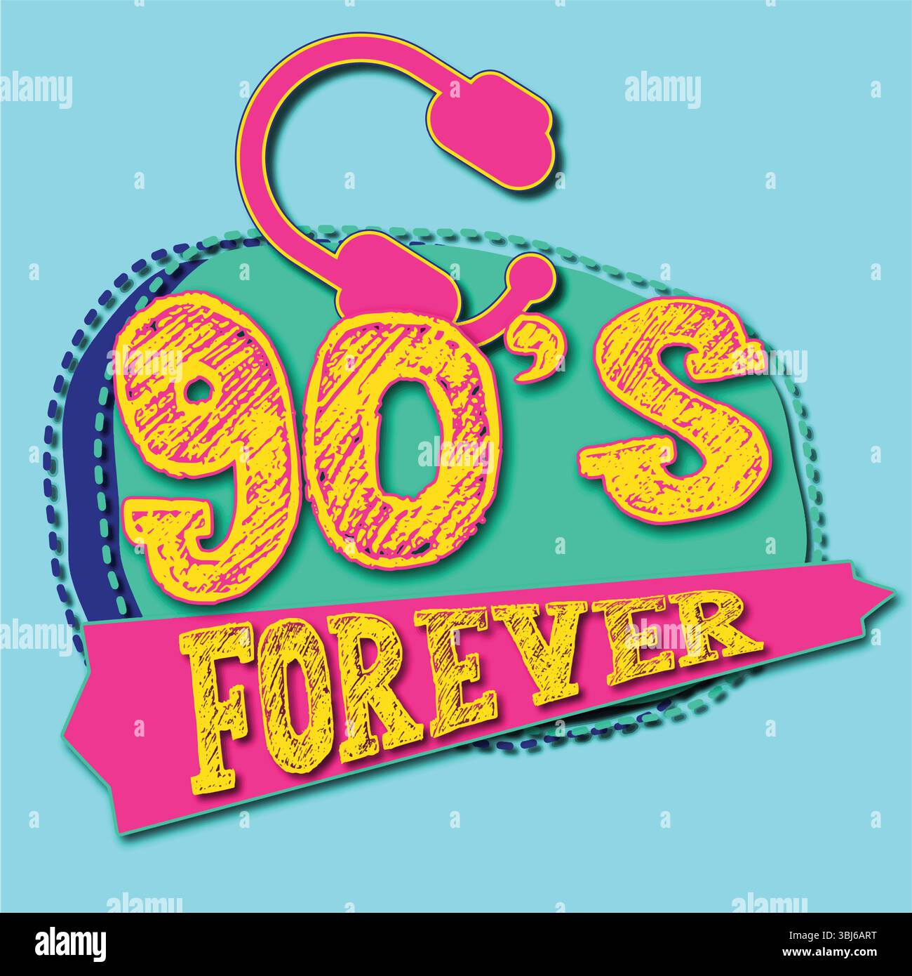 Affiche Forever Pop Art des années 90 – Groovy Retro Design Vector illustration Illustration de Vecteur