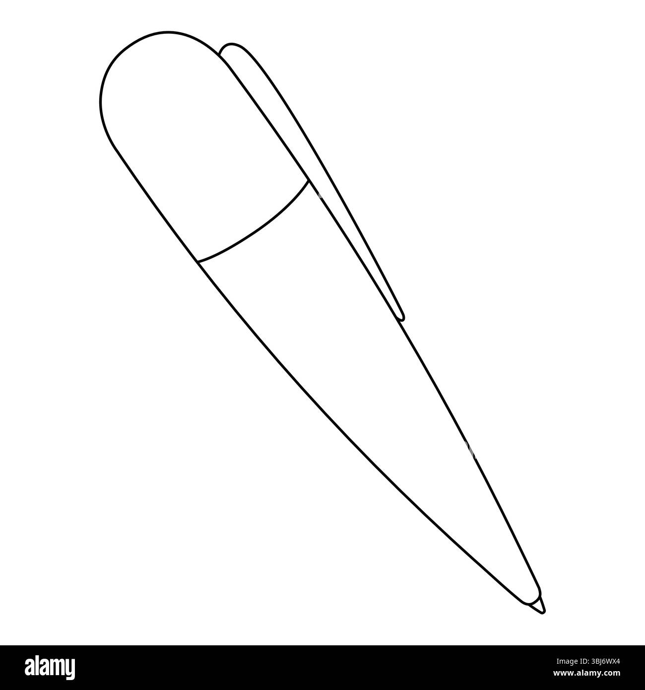 Contour noir et blanc d'un stylo à bille pour les pages à colorier sur le thème de la rentrée scolaire. Idéal pour les projets éducatifs et créatifs. Illustration de Vecteur