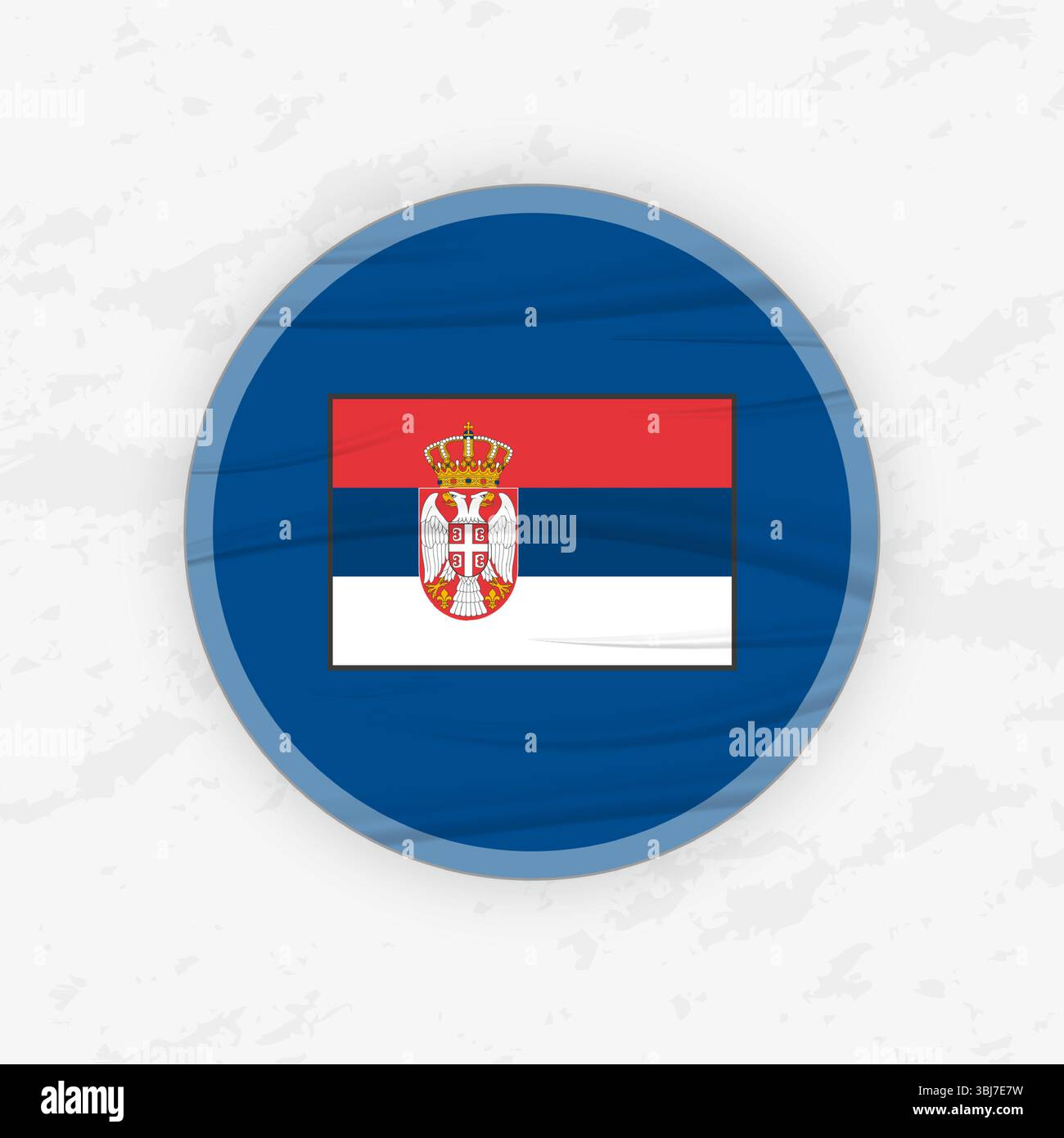 Drapeau serbe dans une conception d'emblème circulaire, illustration d'autocollant rond abstrait. Ce graphique vectoriel de haute qualité est parfait pour une utilisation dans le design patriotique Illustration de Vecteur
