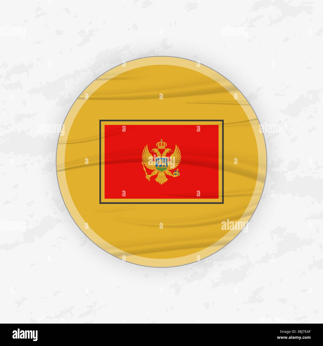Drapeau monténégrin dans une conception d'emblème circulaire, illustration d'autocollant rond abstrait. Ce graphique vectoriel de haute qualité est parfait pour une utilisation dans patriotique de Illustration de Vecteur