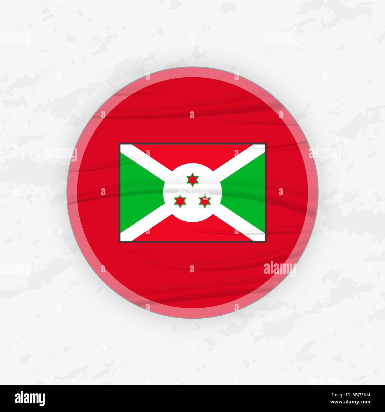 Drapeau burundais dans une conception d'emblème circulaire, illustration d'autocollant rond abstrait. Ce graphique vectoriel de haute qualité est parfait pour une utilisation dans les desi patriotiques Illustration de Vecteur