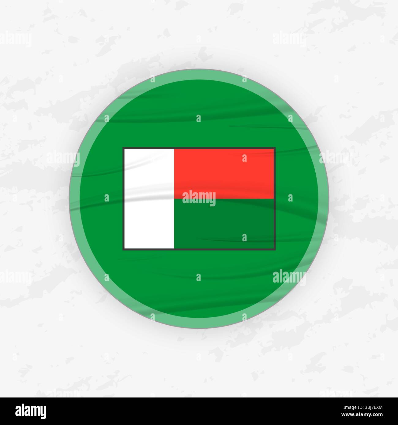 Drapeau malgache dans une conception d'emblème circulaire, illustration d'autocollant rond abstrait. Ce graphique vectoriel de haute qualité est parfait pour une utilisation dans le desig patriotique Illustration de Vecteur