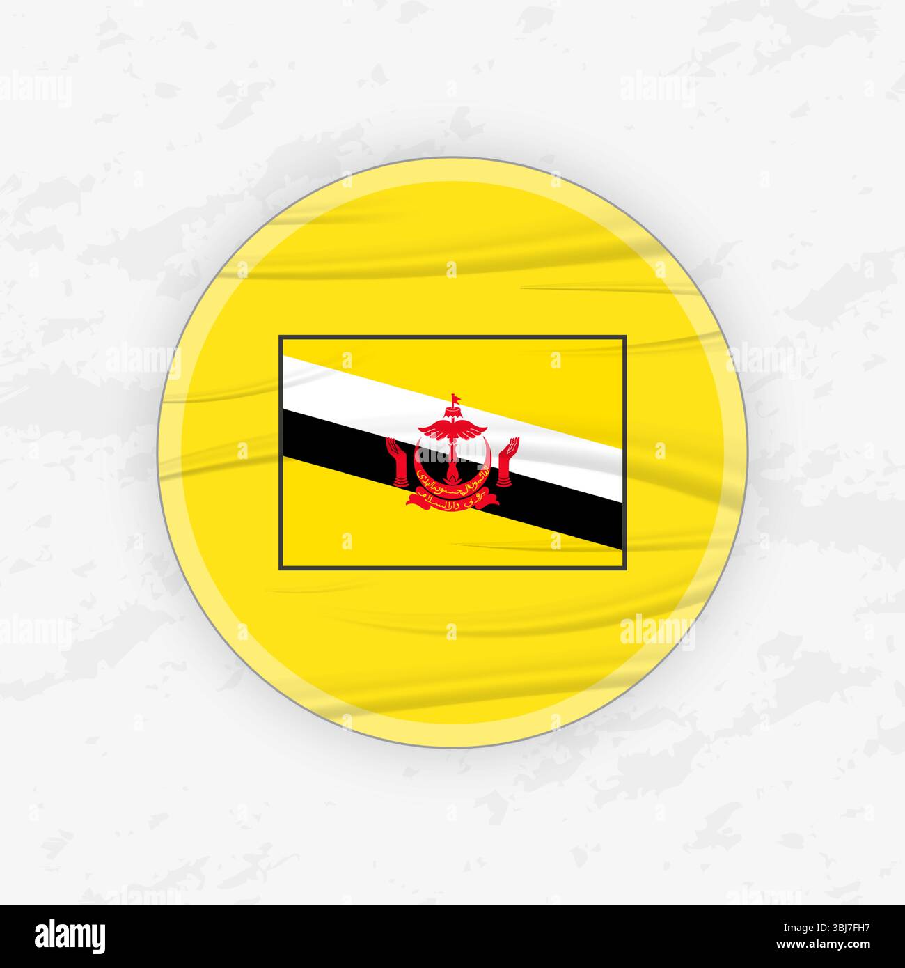 Drapeau brunéien dans une conception d'emblème circulaire, illustration d'autocollant rond abstrait. Ce graphique vectoriel de haute qualité est parfait pour une utilisation dans le desig patriotique Illustration de Vecteur