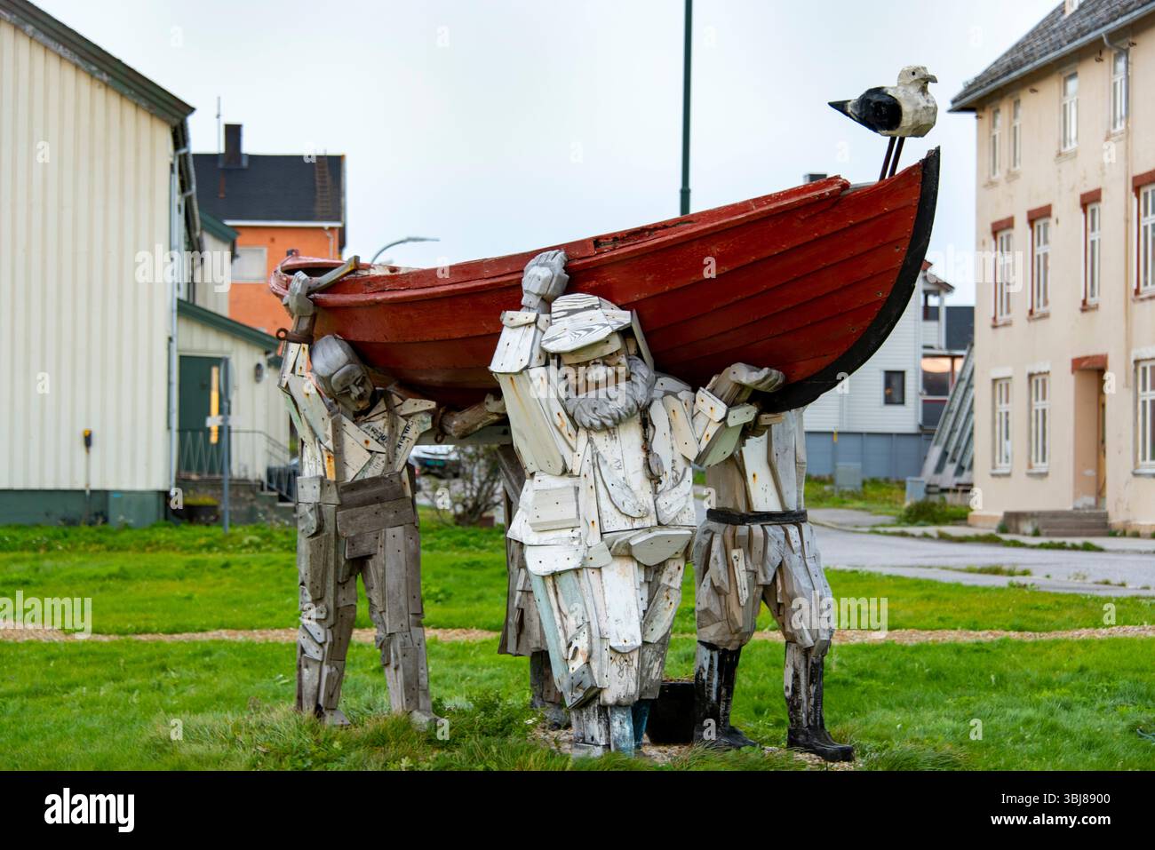 Statue des pêcheurs à Vardo - Norvège Banque D'Images