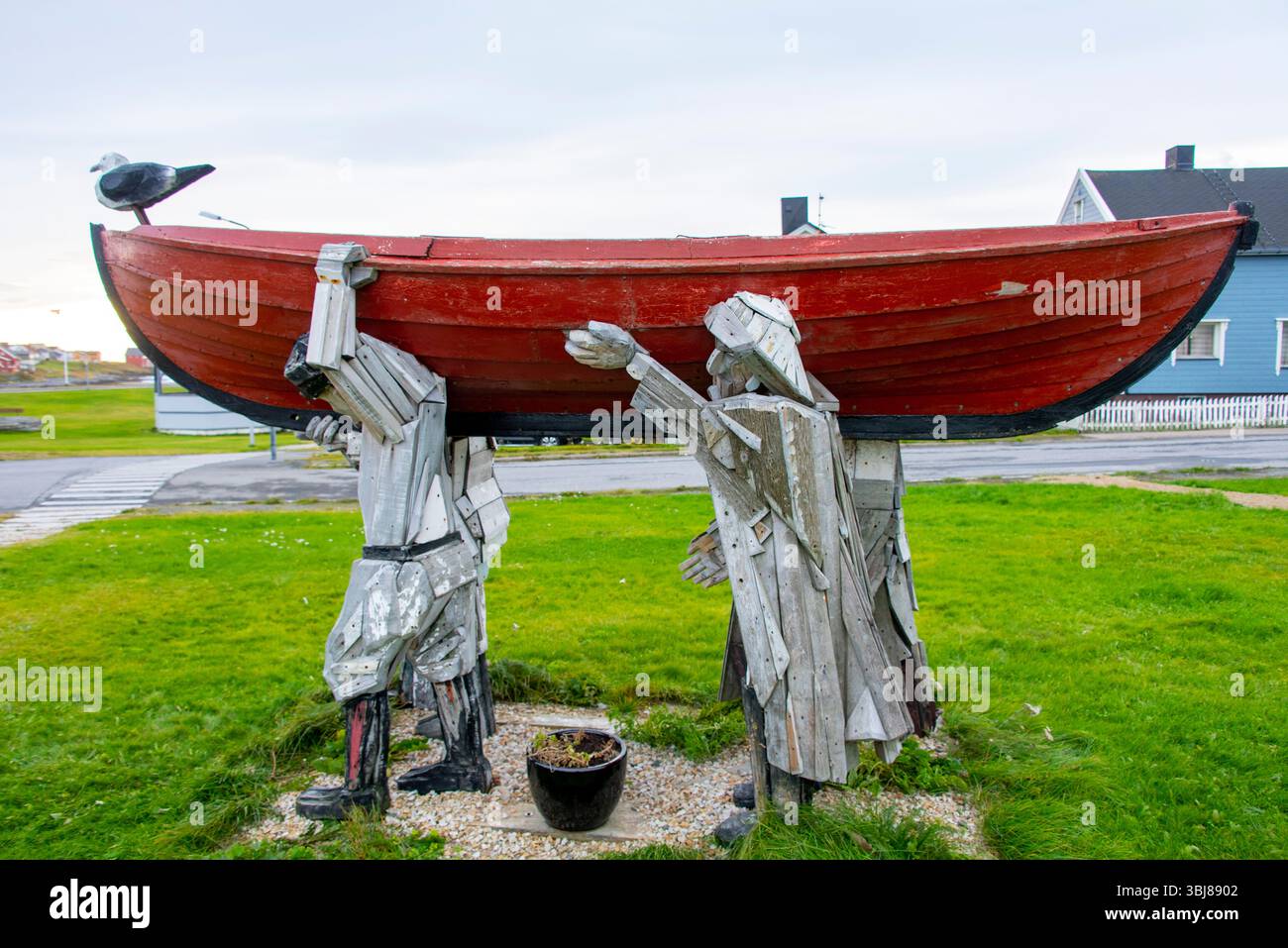 Statue des pêcheurs à Vardo - Norvège Banque D'Images