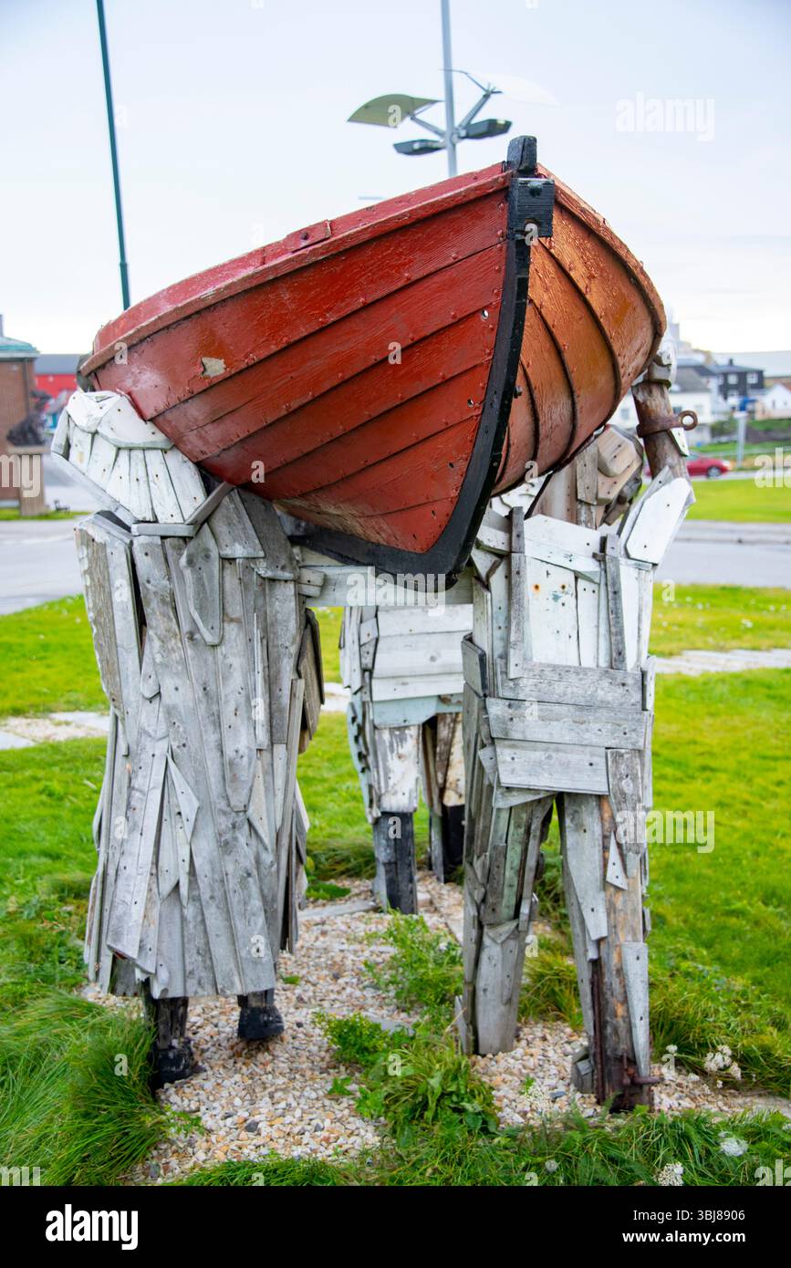 Statue des pêcheurs à Vardo - Norvège Banque D'Images