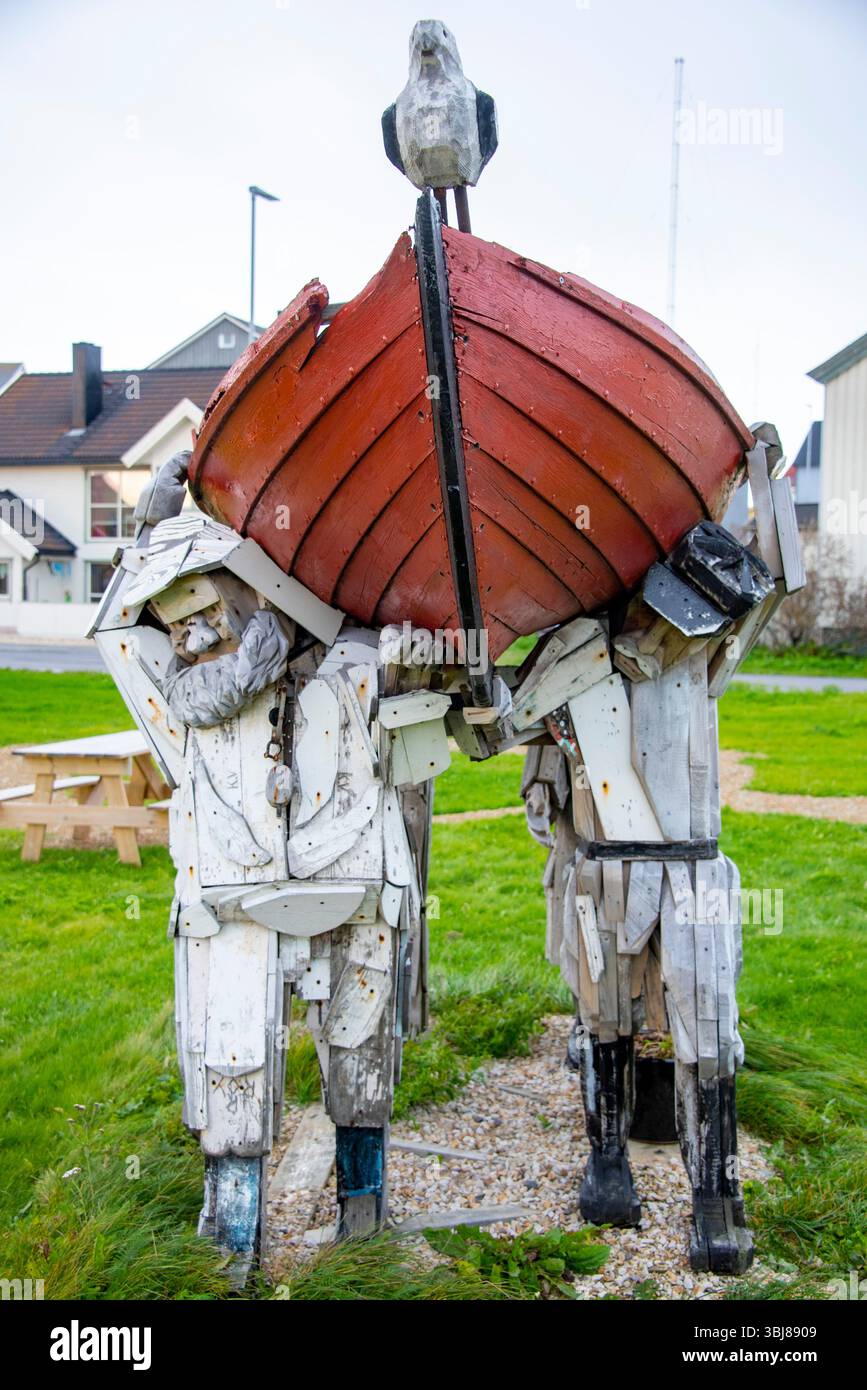 Statue des pêcheurs à Vardo - Norvège Banque D'Images