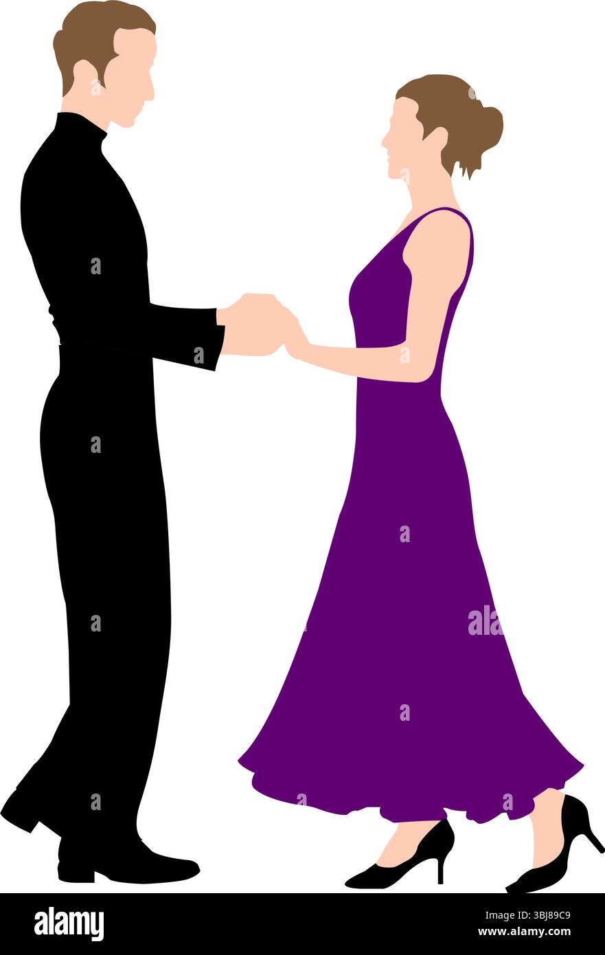 Silhouette illustration d'hommes et de femmes dansant salle de bal Illustration de Vecteur