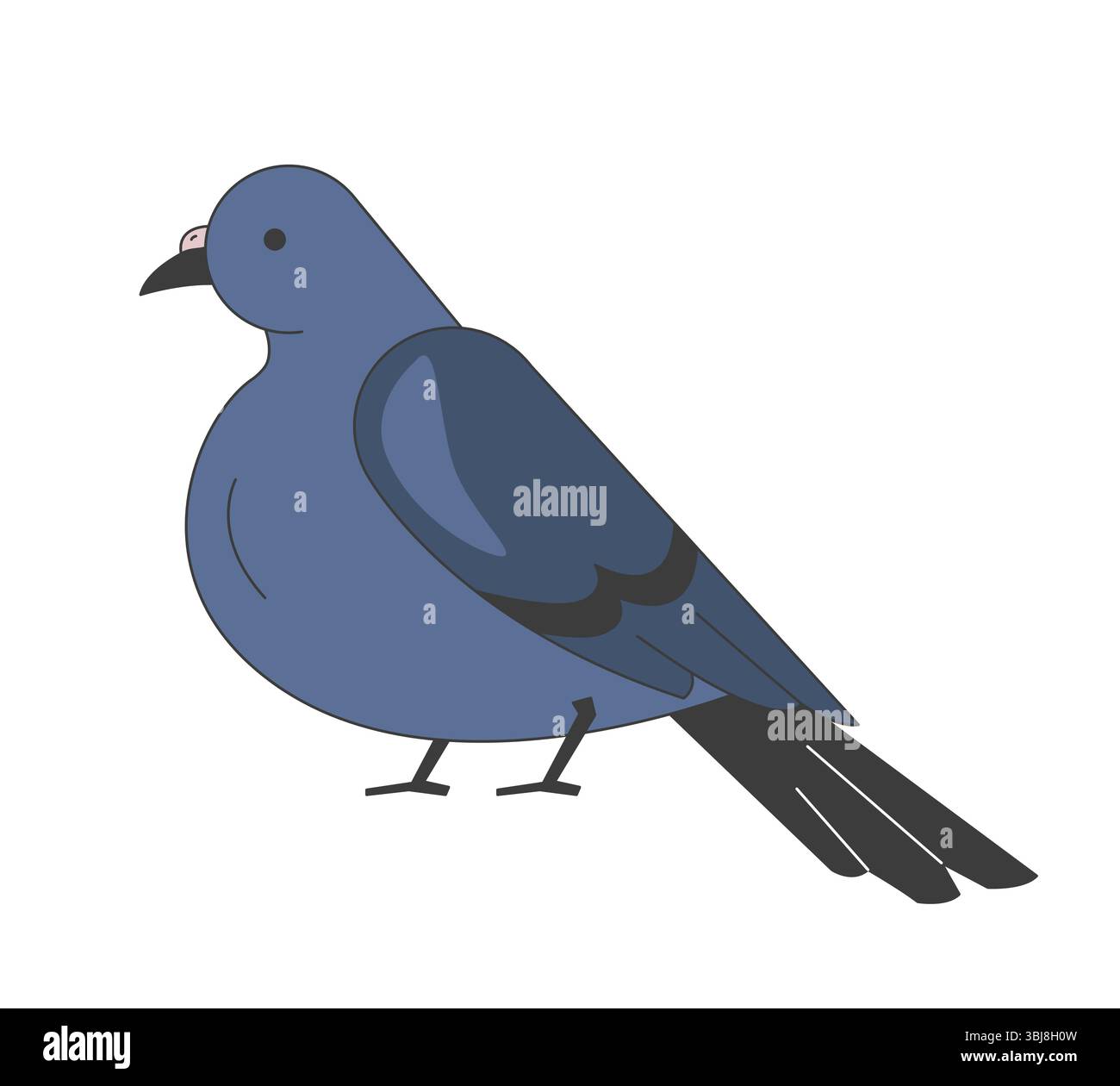 Personnage de dessin animé 2D vue latérale Pigeon Illustration de Vecteur