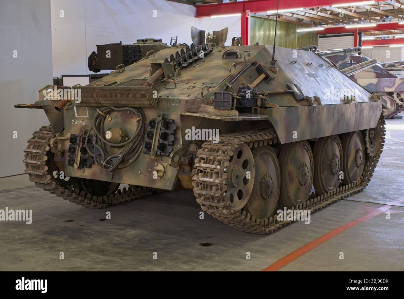 Munster, Allemagne - 23 mai 2025 : Hetzer. Musée allemand des chars à Munster. Exposition de la seconde Guerre mondiale. Mise au point sélective Banque D'Images