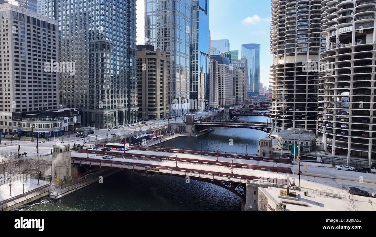 Chicago Skyline dans l'Illinois États-Unis. Destination du voyage. Point de repère touristique. Magnifique centre-ville de Chicago aux États-Unis. Banque D'Images
