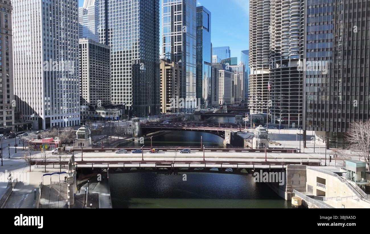 Chicago Skyline dans l'Illinois États-Unis. Destination du voyage. Point de repère touristique. Magnifique centre-ville de Chicago aux États-Unis. Banque D'Images