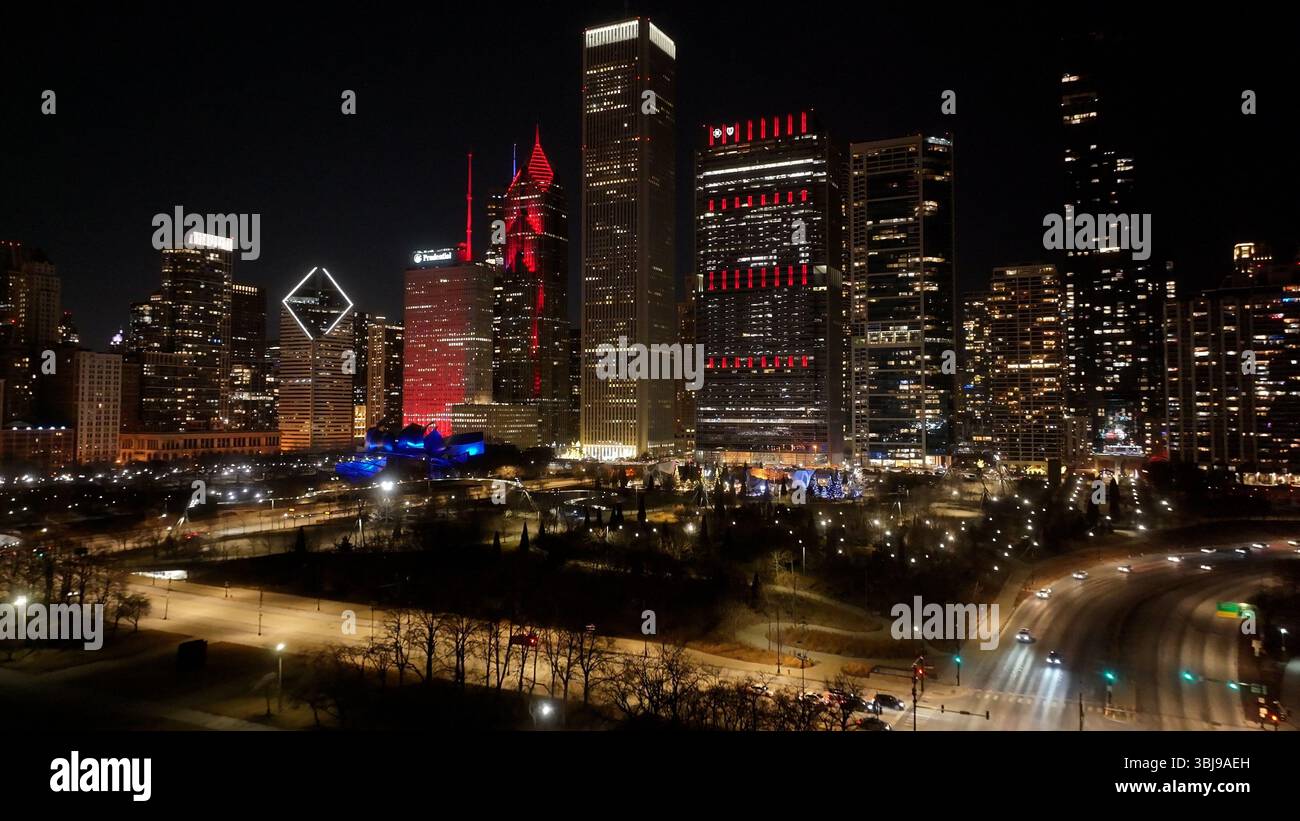 Chicago Skyline dans l'Illinois États-Unis. Destination du voyage. Point de repère touristique. Magnifique centre-ville de Chicago aux États-Unis. Banque D'Images