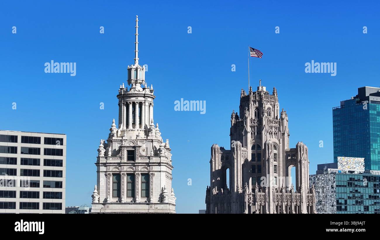Chicago Skyline dans l'Illinois États-Unis. Destination du voyage. Point de repère touristique. Magnifique centre-ville de Chicago aux États-Unis. Banque D'Images