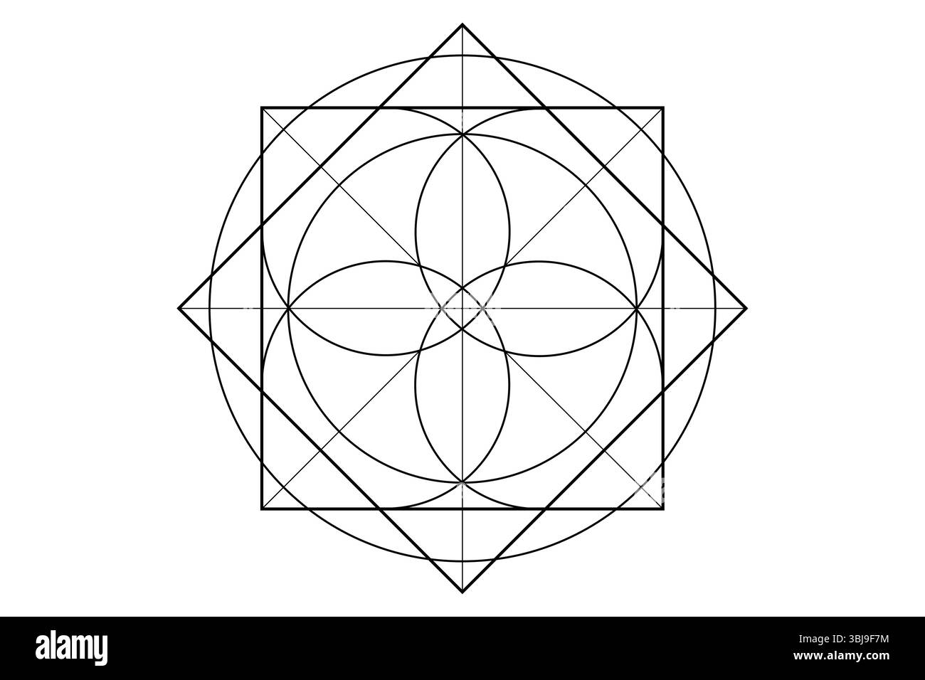 Symbole de géométrie sacrée. Logo icône mandala mystique géométrique de l'alchimie fleur ésotérique de la vie. Lotus mystique de fortune, tatouage vecteur noir divin Illustration de Vecteur