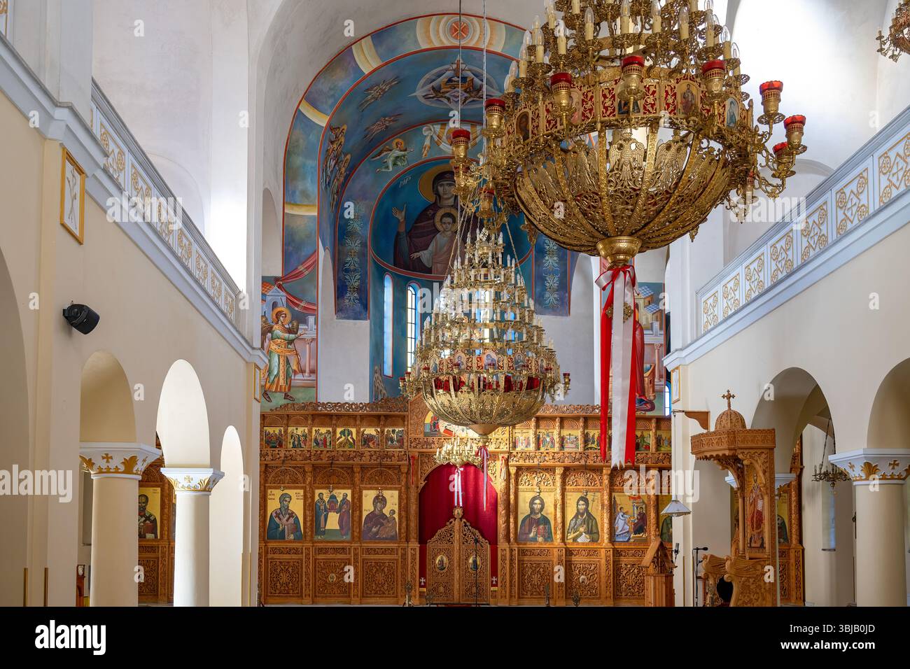 Icônes de l'autel dans l'église de Paul l'Apôtre et St Asti, Durres, Albanie Banque D'Images