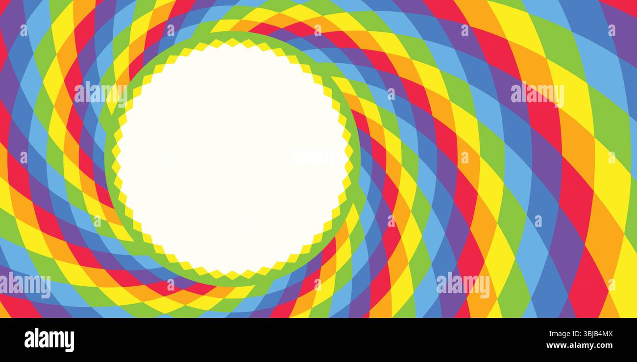 Fond de tourbillon arc-en-ciel en spirale, illusion optique du mouvement, illustration vectorielle optent pour le style artistique, géométrique abstrait coloré, psychedeli multicolore Illustration de Vecteur