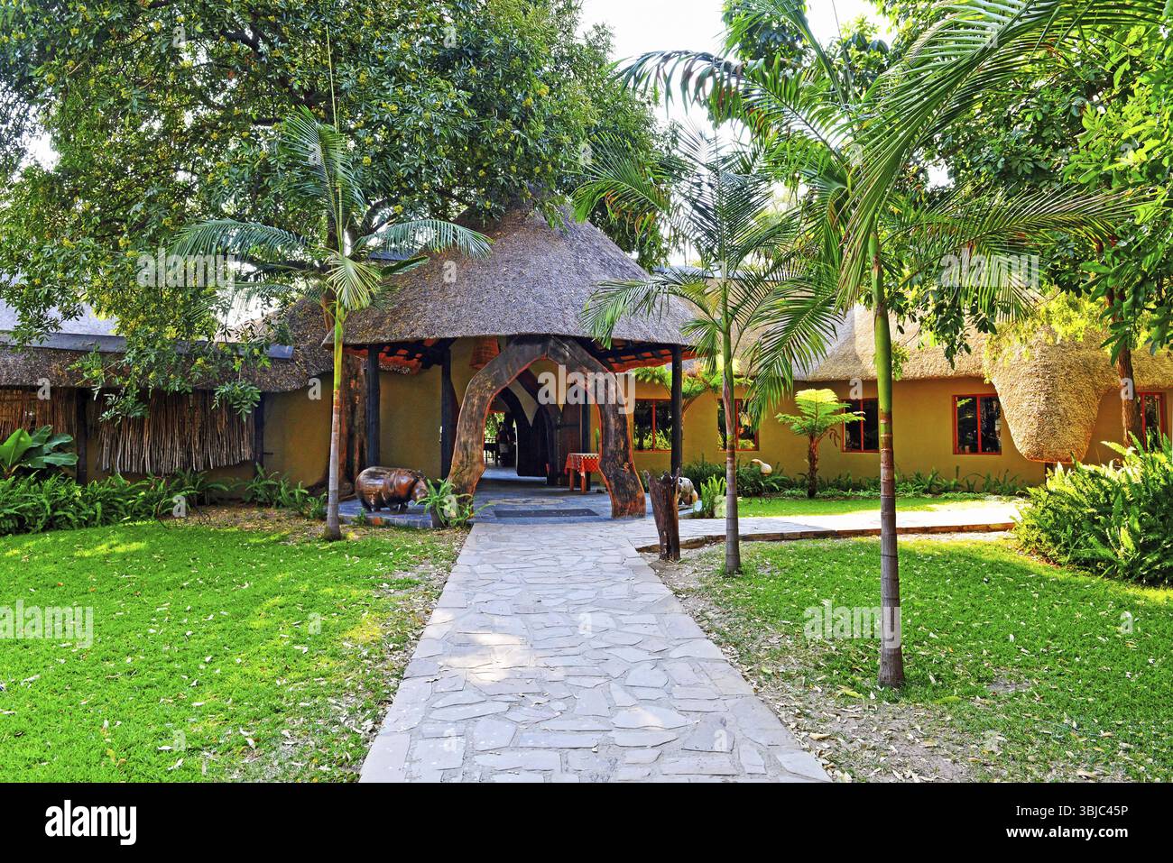 Namusasha River Lodge, Namibie sur la rivière Kwando Banque D'Images